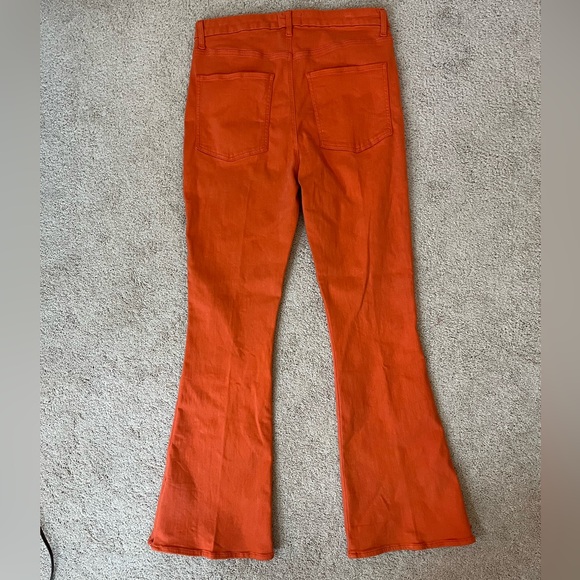 7 For All Mankind Orange Ultra High Rise Skinny Bootcut Jeans Size 32 - Picture 7 of 8